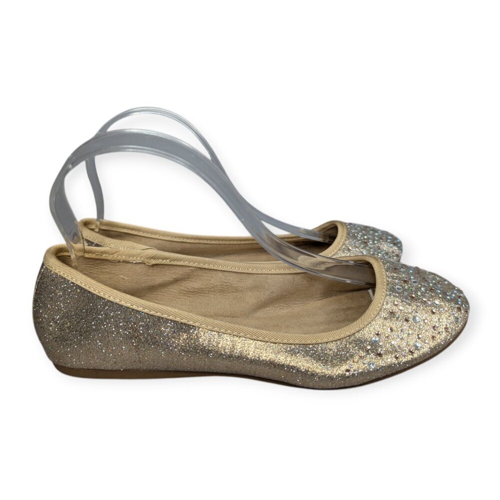 Style & Co Women's Gold Angelynn Rhinestone Embellished Slip-On Flats Size 7.5W